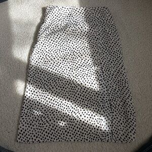 SHEIN White Midi Pencil Skirt with Black Dot Print